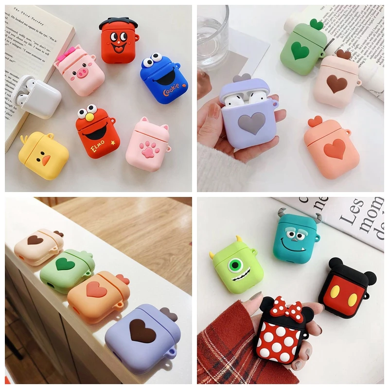 

Silicone Wireless Bluetooth Earphone Case For Apple AirPods 2 Cute 3D Cartoon Headphones Charging Case For Air Pod Protector Bag