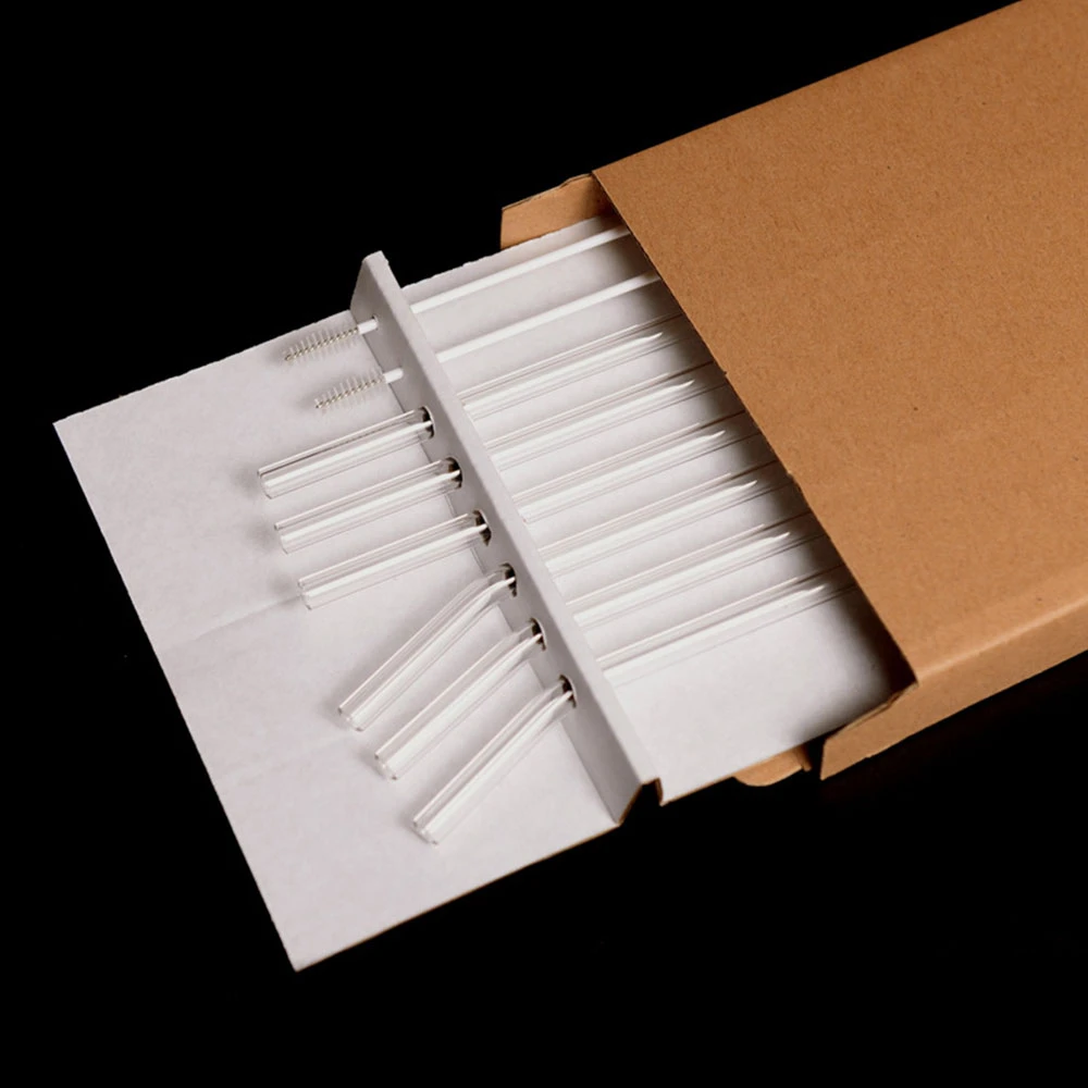6 Straw with 2 Brush 8 мм соломинки Многоразовые прозрачные стеклянные прямые изогнутые соломинки с чистой щеткой и коробкой для свадебной вечеринки - Цвет: 6 Straw with 2 Brush