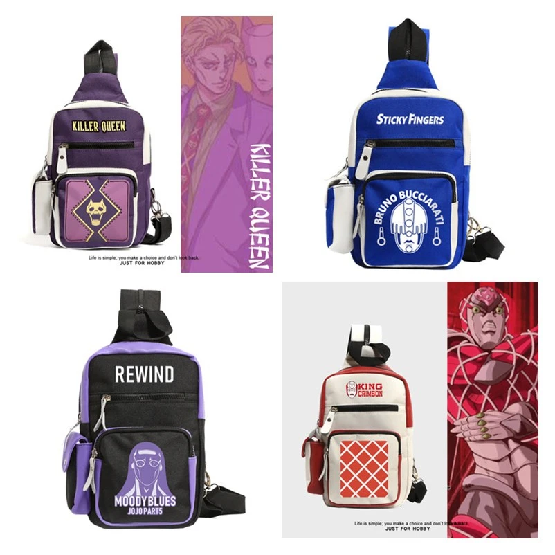 Anime JoJo's Bizarre Adventure King Crimson Cosplay Backpack Teens Canvas Shoulder Bags Large