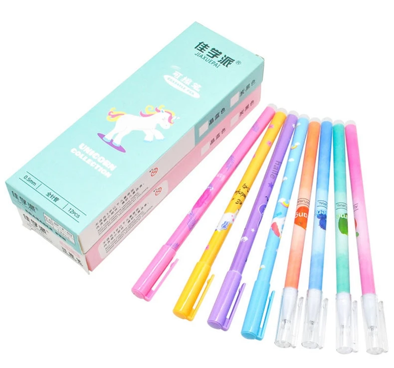 Haile 2 Teile/satz Niedlichen Konstellation Einhorn Löschbaren Stift Gewaschen griff Magische Gel Stifte 0,5mm Tinte Minen Schule Büro Schreibwaren – Detail 6