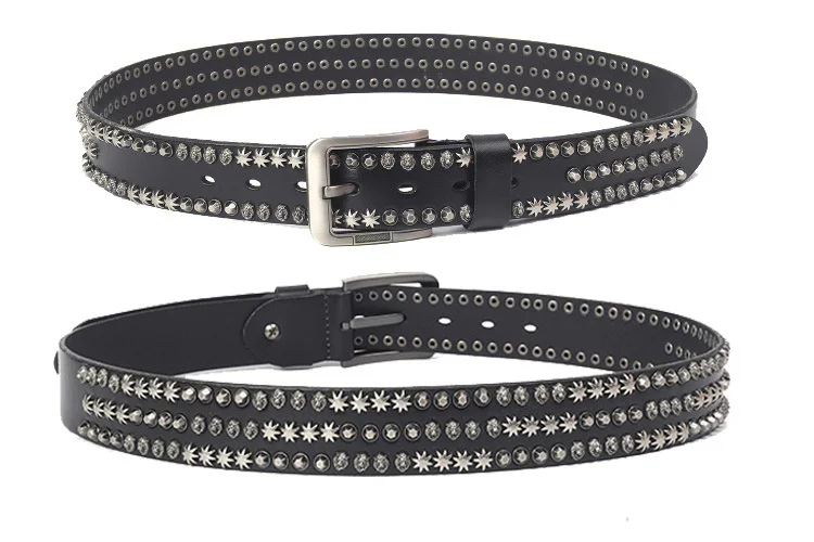 Seft Defense Belt - Genuine Leather Rivets Belts | Self Defence Weapon