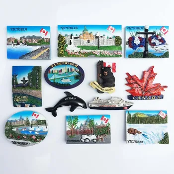 

Fridge Magnet Decoration Canada Country Souvenir Canadian Bear Maple Leaf Victoria City 3d ResinRefrigerator Magnets Sticker