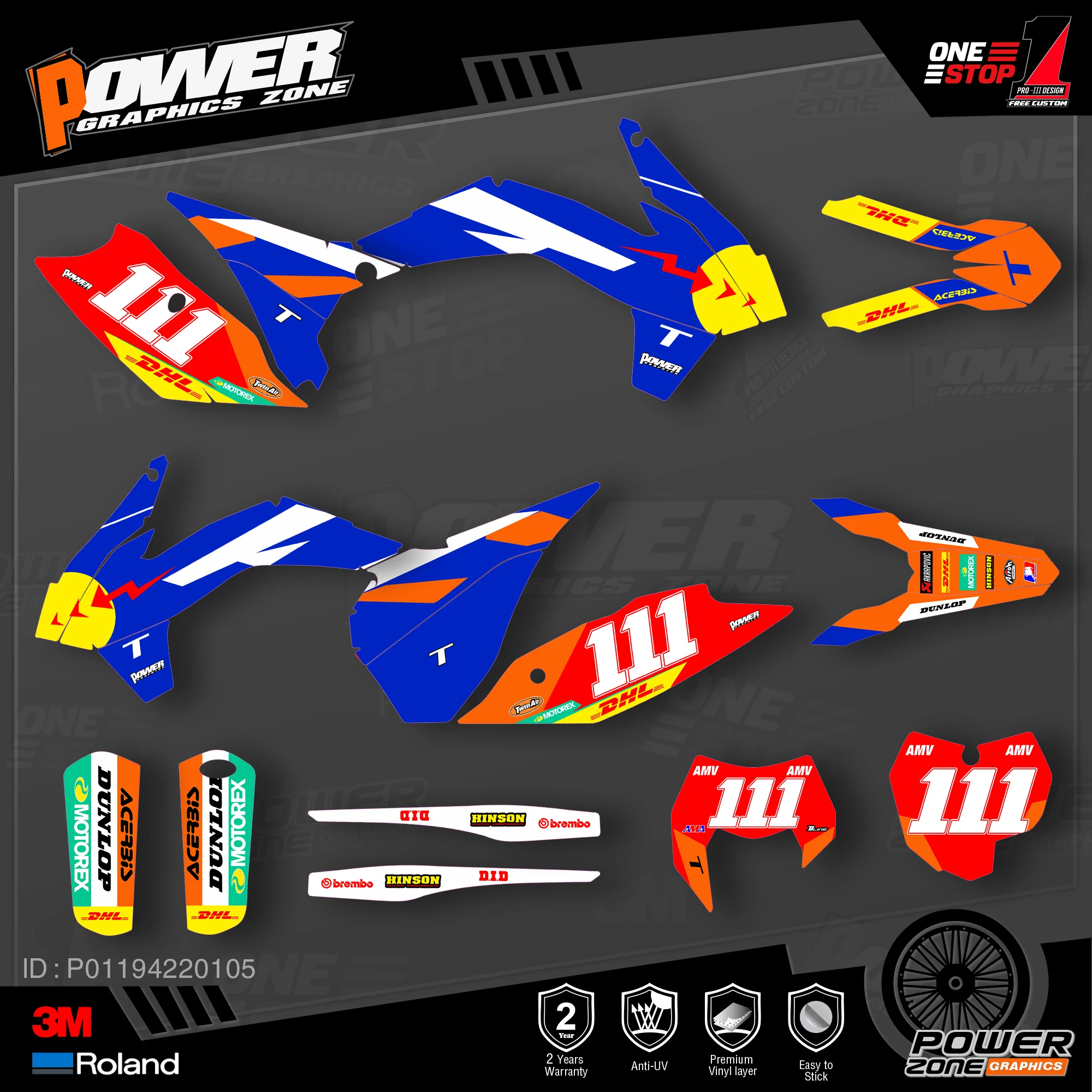 

PowerZone Custom Team Graphics Backgrounds Decals 3M Stickers Kit For KTM SX SXF MX 13-15 EXC XCW Enduro 14-16 125 to 500cc 05