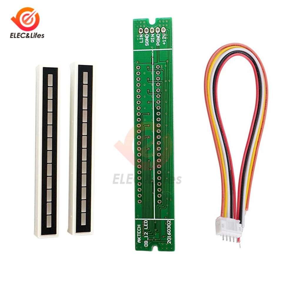 Mini Dual 12-bit LED Music Level Indicator Module Adjustable Audio VU Level Indicator Meter AGC Stereo Amplifier Board DIY Kit