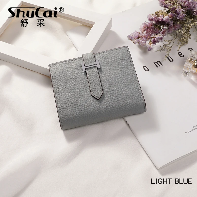 LIGHT BLUE Женский кошелек из натуральной кожи маленький и тонкий кошелек с отделением для монет женские кошельки с отделением для карт Роскошные брендовые кошельки дизайн - Цвет: LIGHT BLUE