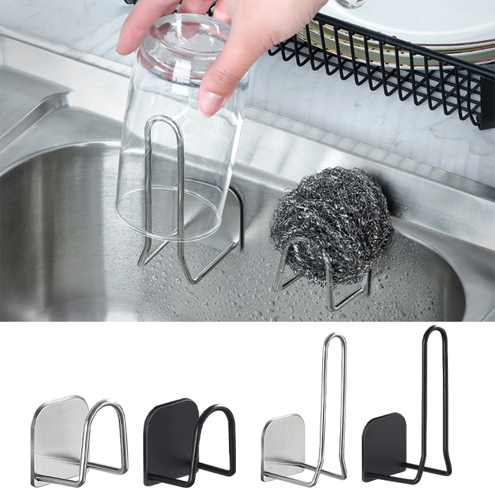 Kitchen Stainless Steel Sponges Holder Storage Rack Self Adhesive Sink Sponges Drain Drying Rack Kitchen Sink Storage Stand 3PCS