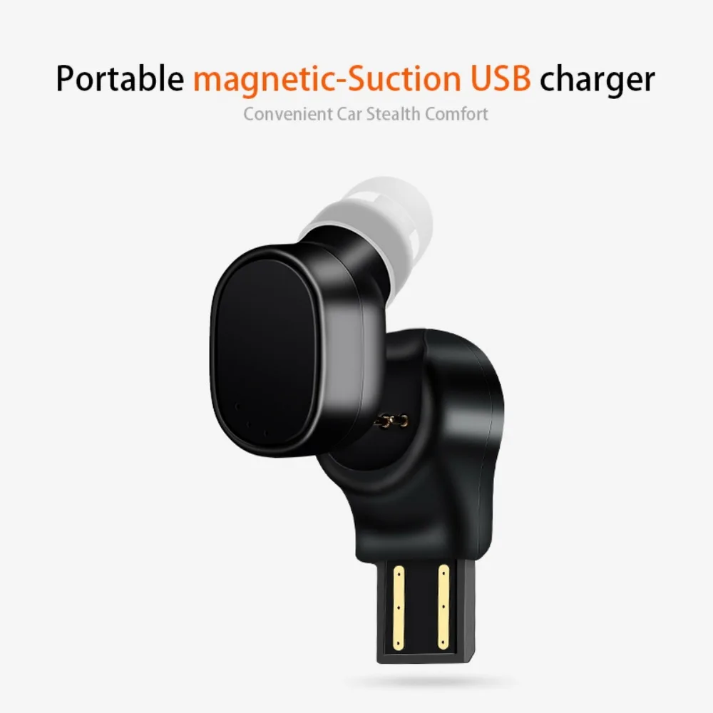 Mini Bluetooth Headset Wireless Earphone Portable USB Magnetic Charging Headset Invisible Sport Earbud Headset For iPhone 8 12