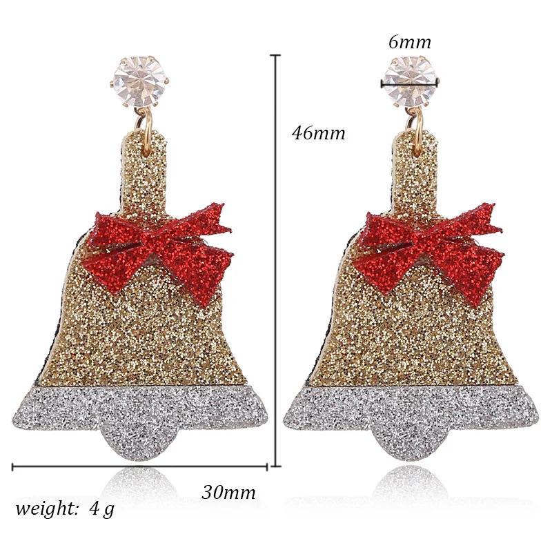 Новые рождественские сережки Снеговик Рождественская елка колокольчики Санты олень Подарочная коробка модные серьги декоративные украшения Рождественский подарок