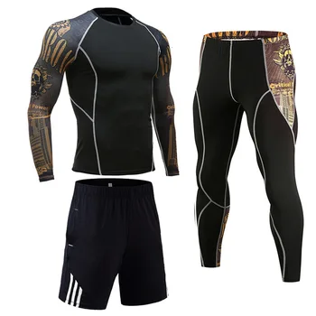 

Compression Sportswear Bodybuilding T-shirt leggings Shorts MMA Tactical 2 & 3 piece Track suits rash guard male Gym Running Set