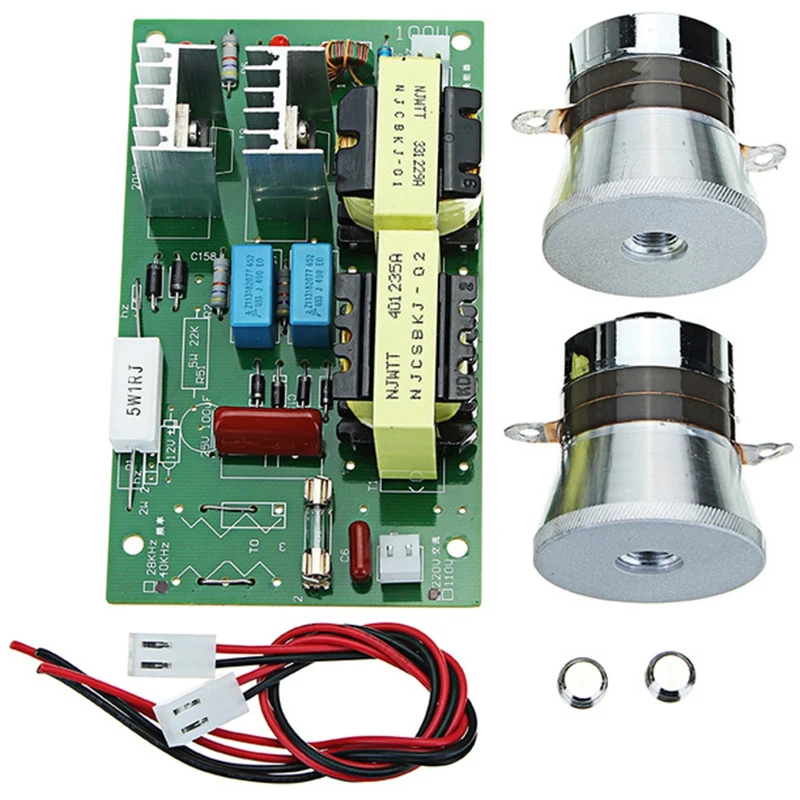 

Ac 220v 60w-100w Ultrasonic Cleaner Power Driver Frequency Tester Board With 2pcs 50w 40khz Transducers
