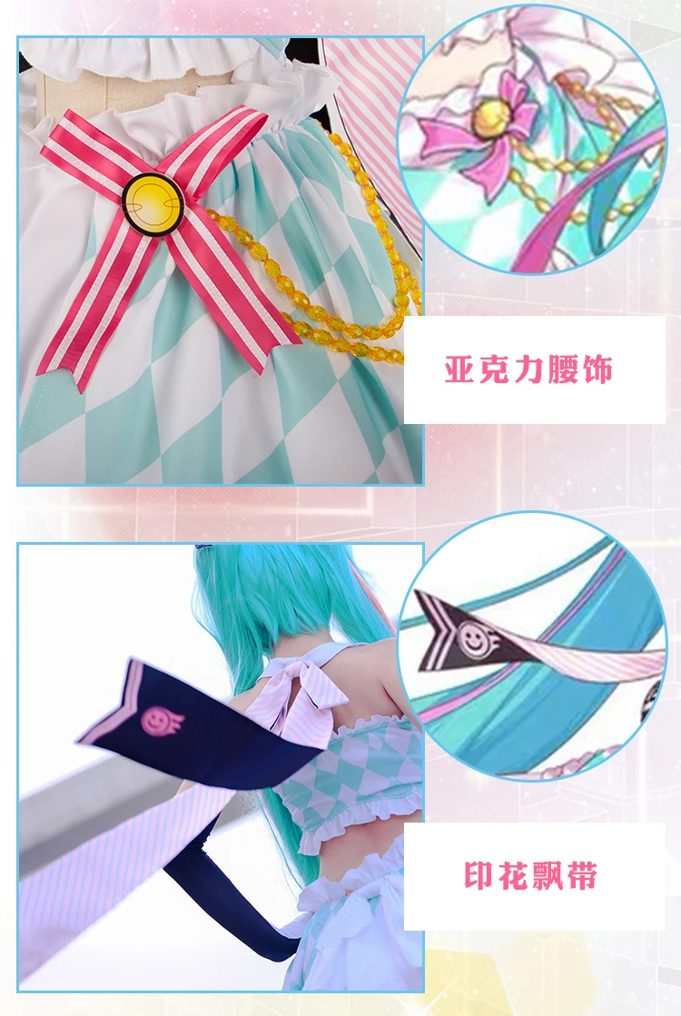 VOCALOID, костюм мику хацунэ для косплея, красивая форма на хэллоуин, топ+ юбка+ шапка+ перчатки+ головной убор+ бант+ носки, S-XL