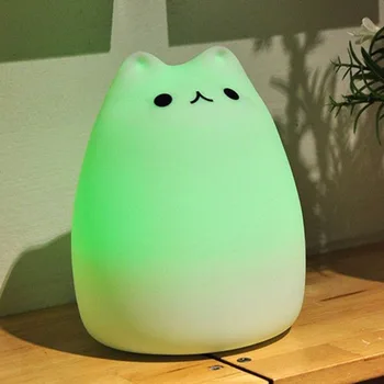 

Silicone 7 Colorful LED Light Animal Cat Shape LED USB Children Animal Cartoon Baby Nursery Lamp For Children Gift Decoration