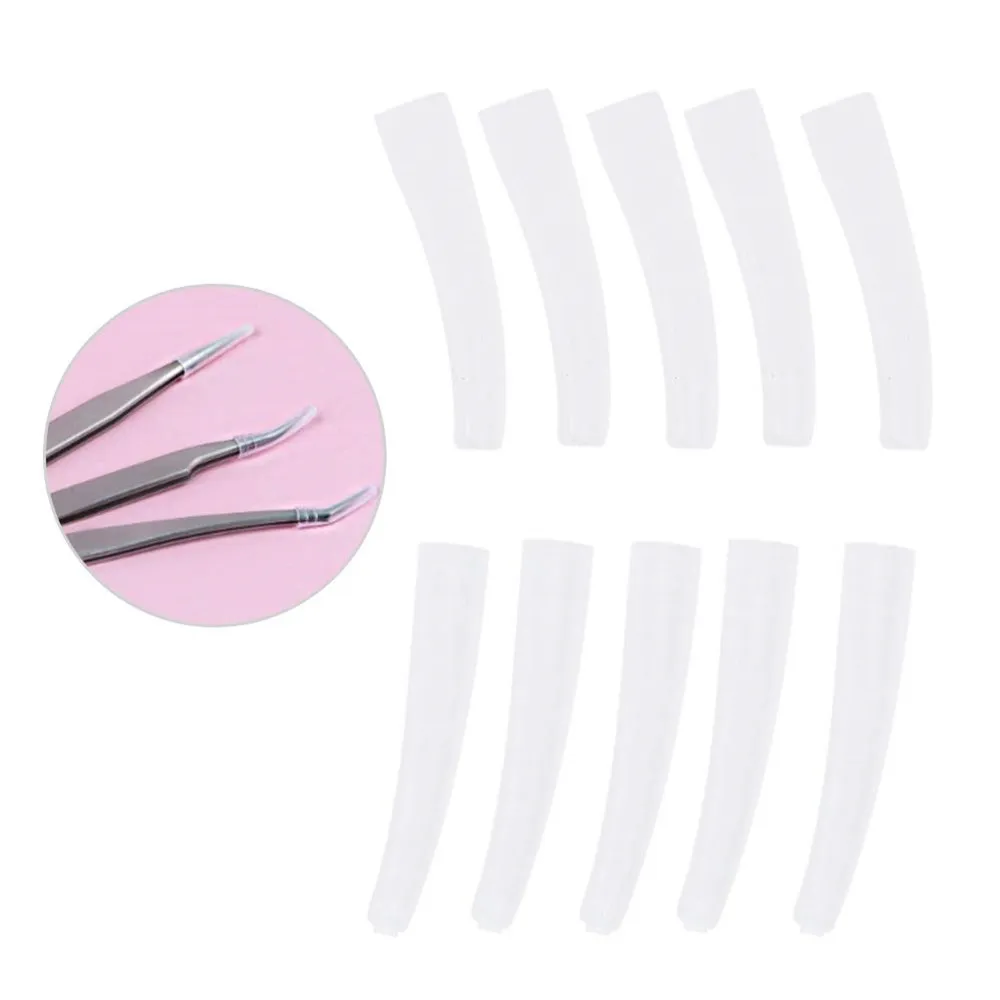 

10 Pcs Grafting Eyelashes Tips Covers Tweezers Silicone Cap prevent Falling Bad Tweezers Sets Eyelashes Auxiliary Tools