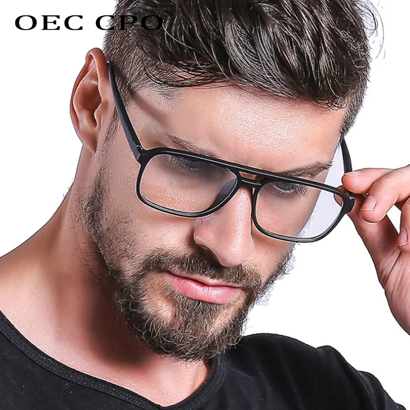 OEC CPO Anti Blue Light Blocking Filter Reduces Digital Eye Strain Fashion Men Optical eye glasses Frame Clear Lens Eyewear O407