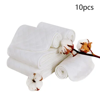 

10pcs Cotton Blend Nappies Reusable Prefold Washable Cover Portable White 3-Ply Eco-friendly Cloth Diapers Wrap Baby Lightweight
