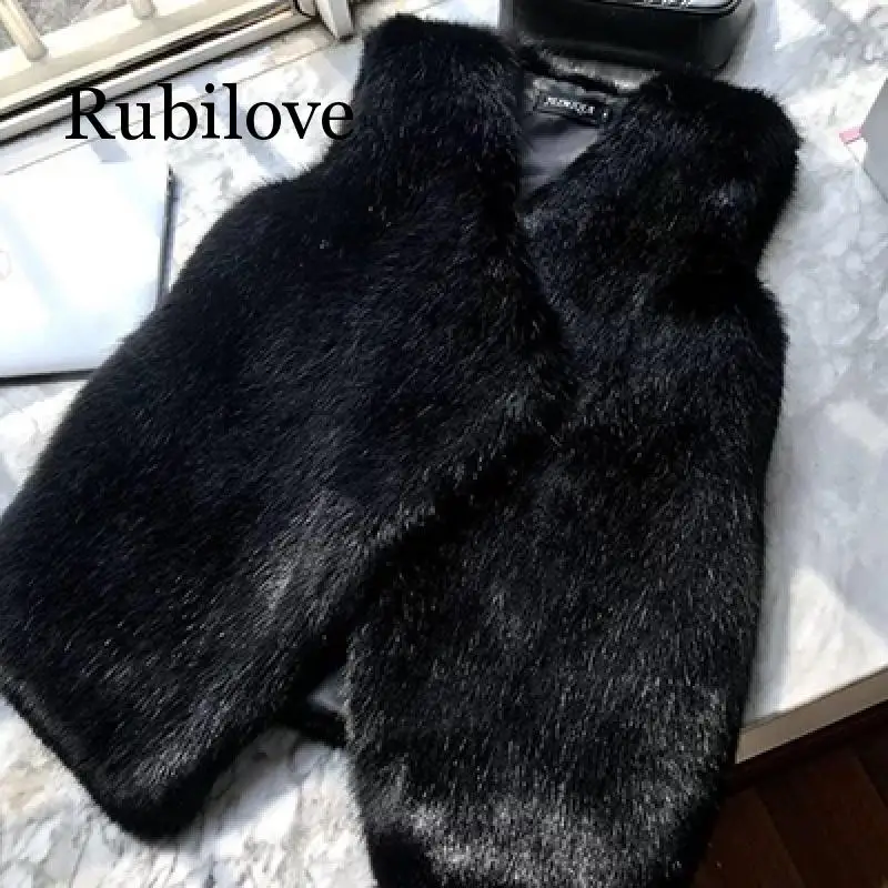 Жилет из искусственного меха, женская одежда, осенняя Корейская версия, плюшевое однотонное пальто с v-образным вырезом, Женская мода без рукавов, нестандартный жилет для женщин