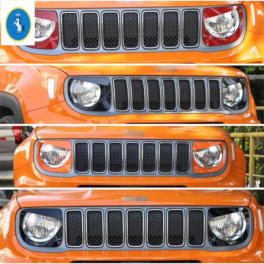 

Yimaautotrims Auto Accessory Front Head Lights Headlight Lamp Frame Angry Bird Style Cover Trim Fit For Jeep Renegade 2019 2020