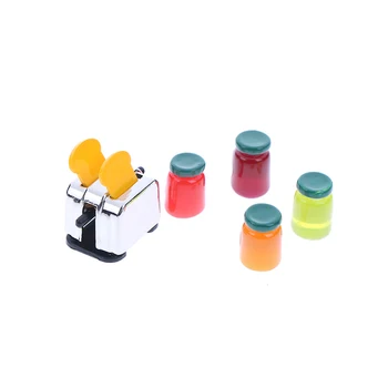 

7pcs/set DIY Mini 1:12 Doll House Miniature Bread Machine And Jam Bread Slices For Dollhouse Decor Classic Kitchen Toys