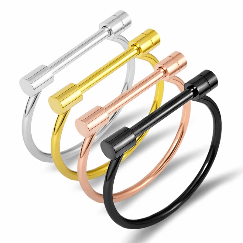 4 Color Fashion Screw Design D Bracelets Horseshoe Bangles For Women