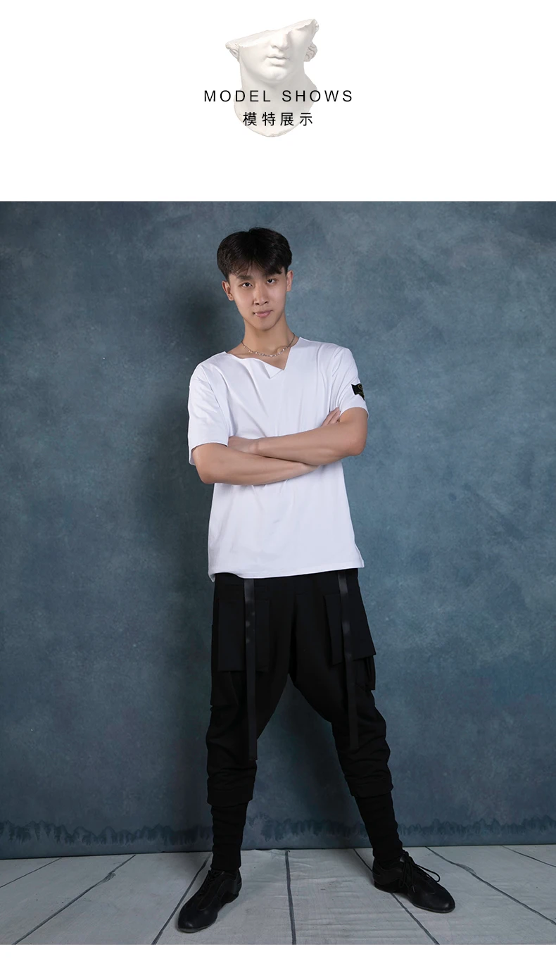 New Latin Dance Tops Black/White Shirts Adult Latin Dance Dress Men's Modern Dancing Irregular Collar Men's T-Shirt BL2727