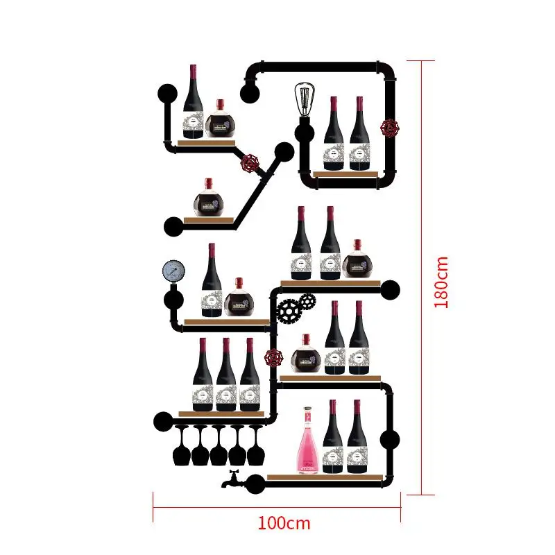 Винный Стеллаж в европейском стиле, витрина для винных бутылок, органайзер, металлическая и настенная Бутылка для виски CF - Цвет: Шоколад