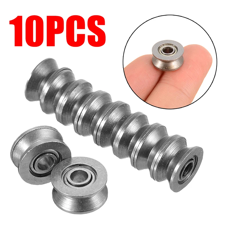 5Pcs U Groove Sealed Guide Wire Track Wheels Roller Pulley Rail Ball Bearing 