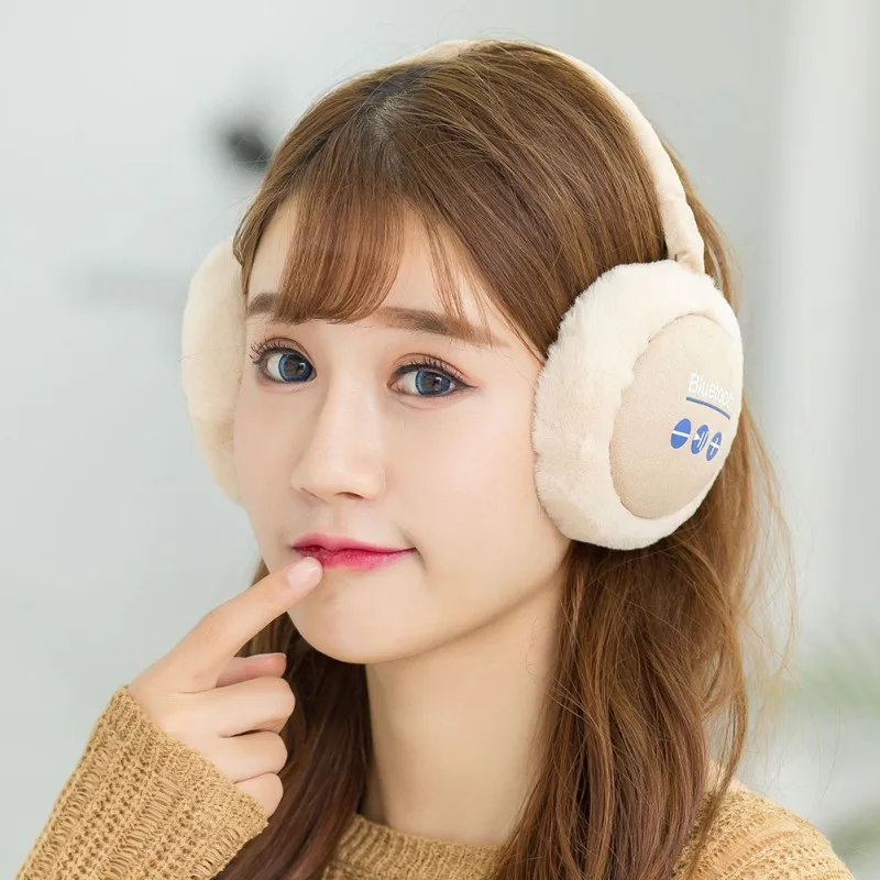 Multifunction Plush Material Foldable Warm Bluetooth Headset Earmuff Warm Wireless Headphones Fluffy Headset Winter Ear Warmer