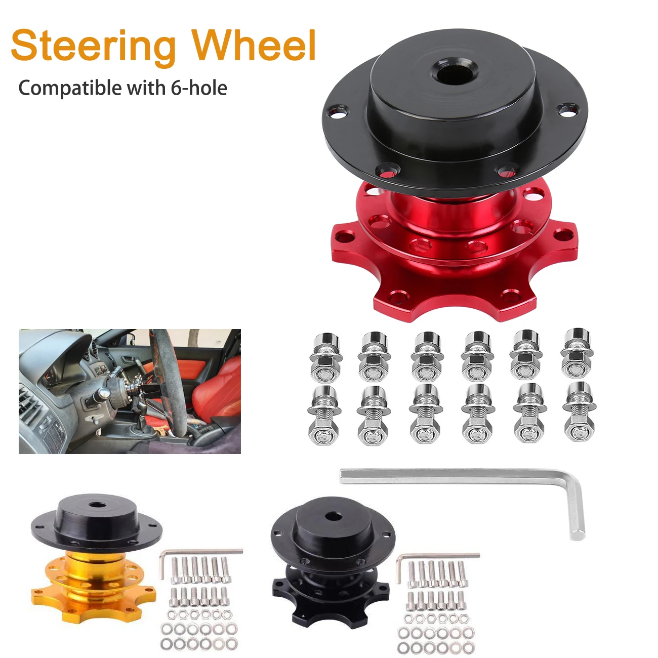 

Samger Racing Steering Wheel Quick Release Hub Boss Kit Aluminum Alloy Universal For 70mm 6 hole Steering Wheel Hub