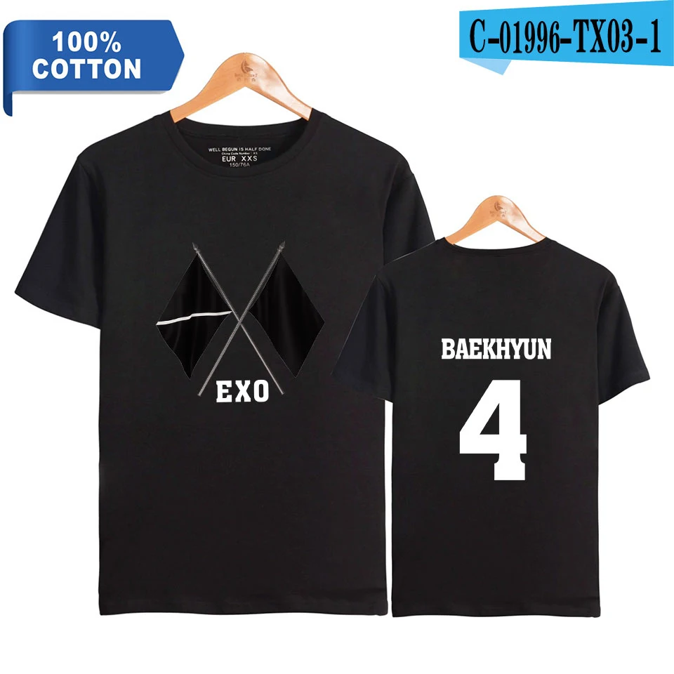 KPOP EXO альбом шестая альбом OBSESSION WE ARE ONE EXO принт хлопок футболка женская/мужская одежда футболка с коротким рукавом - Цвет: picture color