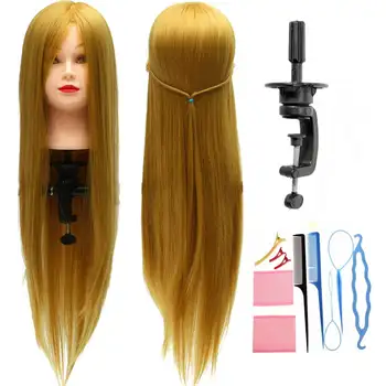 

Gold Professional head dolls Salon Practice Head Colorful High Temperature Fiber Hair Styling Model Hairdressing Mannequin Doll
