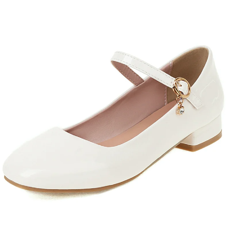 Elegant Short Heels Shoes Woman Straps White Heeled Pumps Female Large Size Mary Janes Office Party Wedding Shoe Ladies Big | Обувь