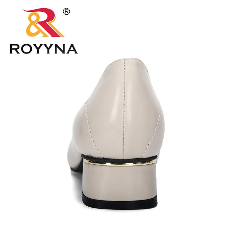 ROYYNA New Stylish Pointed Toe Square Heel Ladies Pumps Casual Solid Shallow Shoes WomanBasic Slip-On Heels Women Pumps