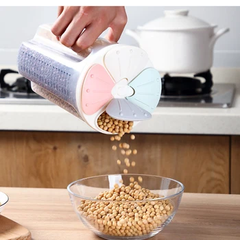 

2/3/4Grids Rotating Plastic Cereal Dispenser Storage Box Kitchen Food Rice Container Storage Case Flour Grain Storage Bottle Jar