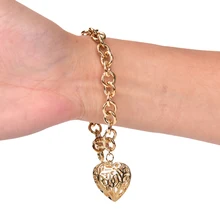 Серебряный Золотой выдалбливают Двойное сердце кулон браслеты амулеты Свадебные ювелирные изделия рождественские подарки браслет