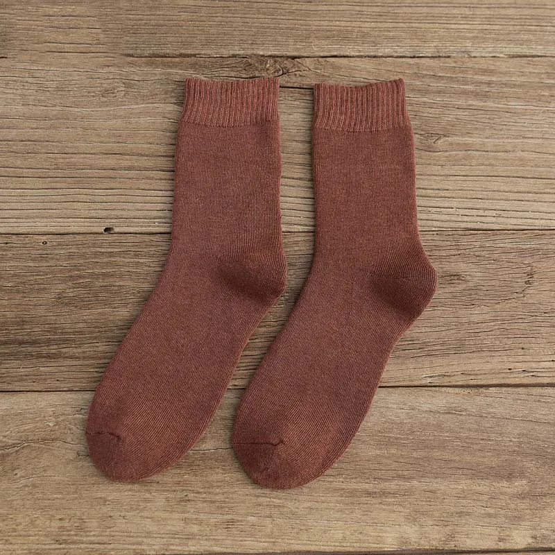 Зимние теплые мужские носки против холода, мужские супер толстые Популярные 5 пар/лот, высокое качество, лидер продаж, махровые носки, одноцветные носки - Цвет: Caramel