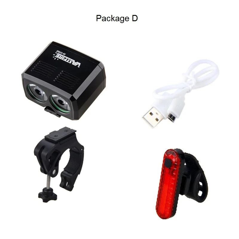 MTB USB Перезаряжаемый мини-велосипедный светильник, мощный люмен, светодиодный передний велосипедный светильник, головной светильник, дорожный велосипедный безопасный светильник - Цвет: Package D