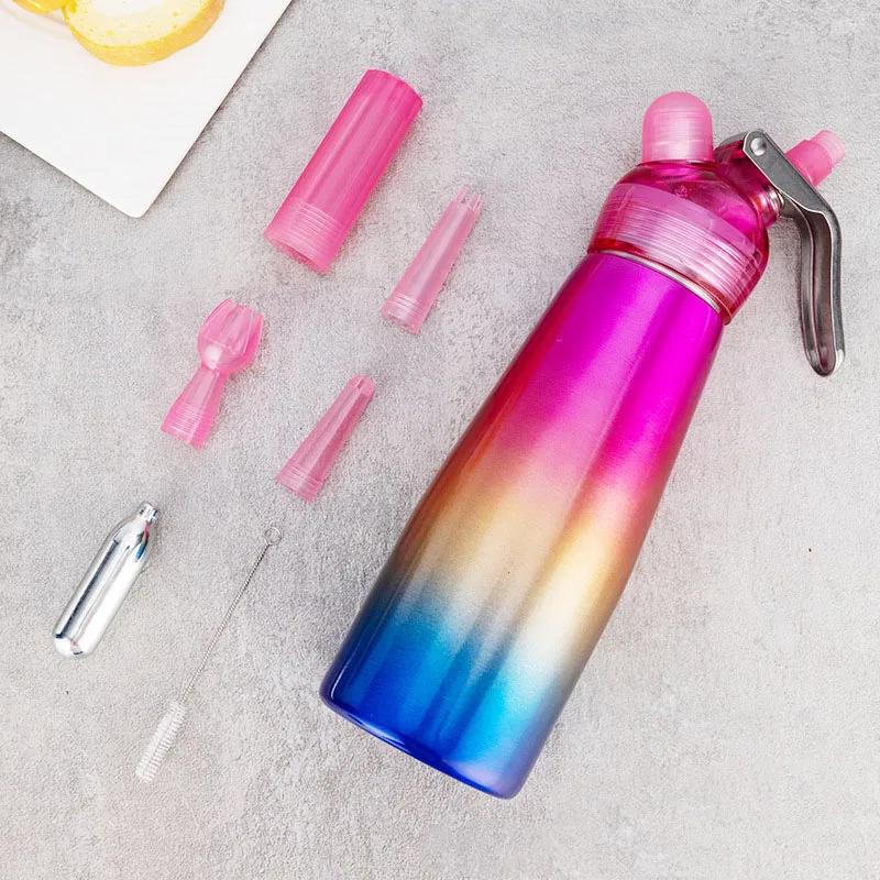 250/500ml rainbow Aluminium Whipped Cream Dispenser Kitchen Cream Whipper Dessert Tools foaming with Nozzles Dropper gift box