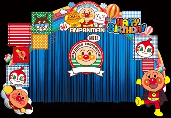 

7x5FT Happy Birthday Anpanman Curtain Stage Custom Photo Background Studio Backdrop Vinyl 220cm x 150cm
