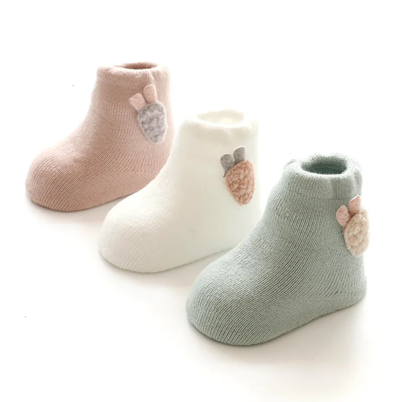 3 пары носков на осень и зиму, теплые носки, новая модная хлопчатобумажная одежда унисекс с длинными рукавами для новорожденных и малышей, свежий Карамельный цвет детские Нескользящие носки