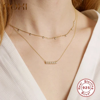 

ROXI Elegant Line Pendant Pearl Necklace for Women Banquet Wedding Jewelry 925 Sterling Silver Gold Necklaces Collares Chain