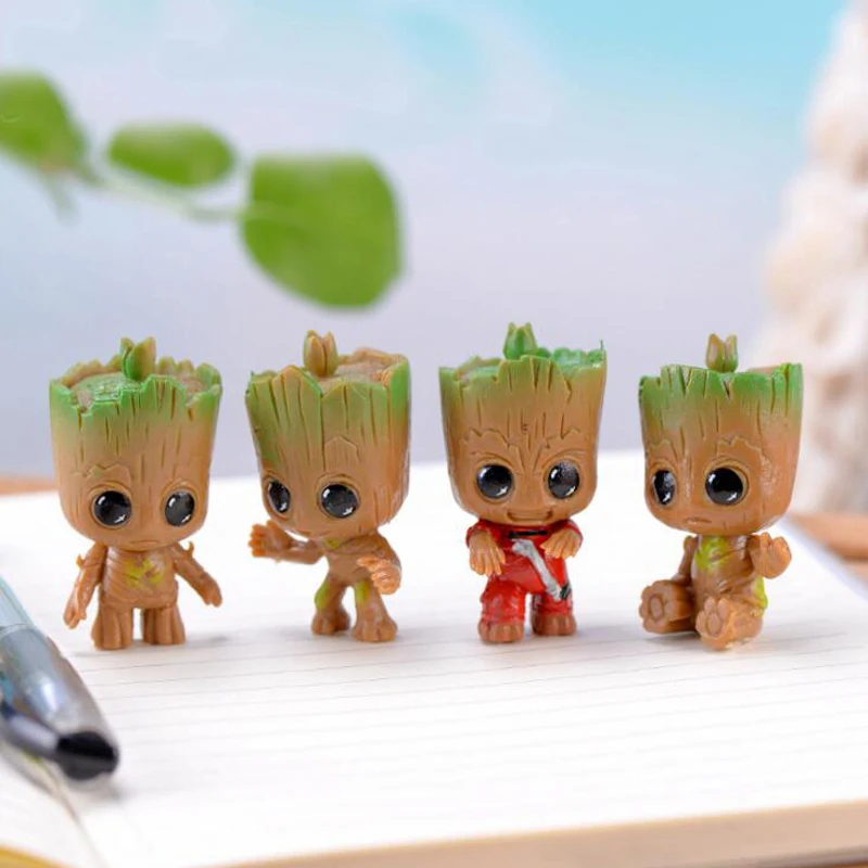 4pcs/set Guardians of The Galaxy Baby Groot Avengers Tiny Cute Tree Man Model Figure Toys 5cm |