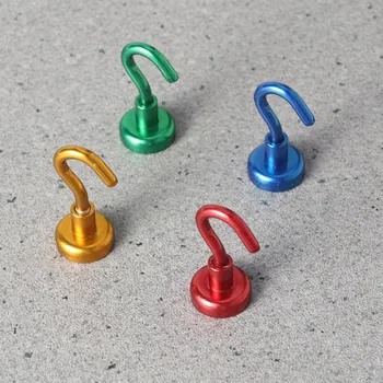 

4 Pcs 1.6MM Mini Strong Magnetic Circular Hook Hanger Useful Super Power NdFeB Magnets Linked Home Kitchen Wall Hold Magnet Hook