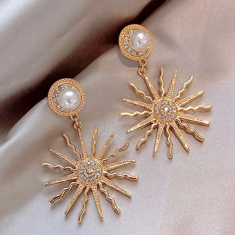 Индивидуальность творчества жемчужные серьги в форме подсолнечника сплава гальванизированные девушки 'детские ювелирные изделия