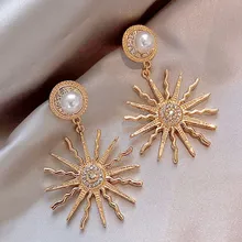 Индивидуальность творчества жемчужные серьги в форме подсолнечника сплава гальванизированные девушки 'детские ювелирные изделия