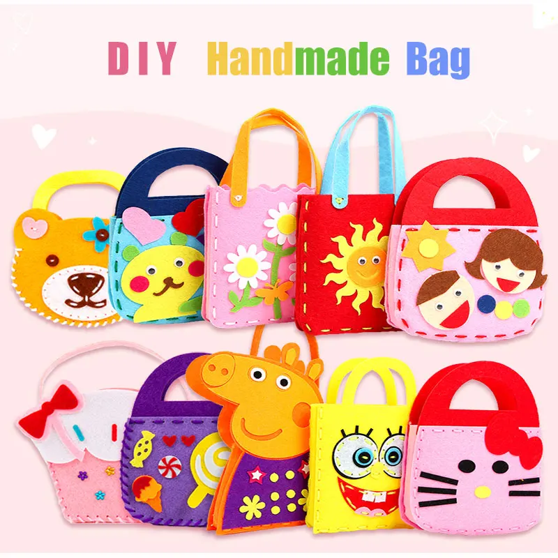 

Non-Woven Fabric DIY Handbag Kids Craft Toys Mini Bag Non-woven Cloth Colorful Handmade Bag Cartoon Animal Children's Handbags