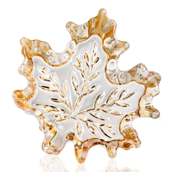 

H&D Small Crystal Maple Leaf Paperweight Glass Cut Figure Miniatures Decor Champagne Souvenir Collection Birthday Wedding Gift