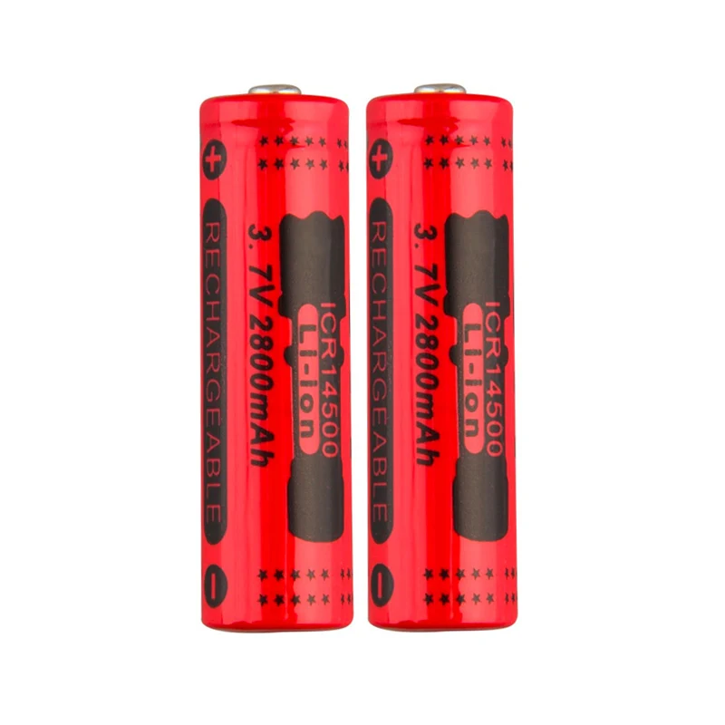 1-10 шт. 3,7 в 2800 мАч 14500 батарея 14500 AA перезаряжаемая литиевая батарея для светодиодных фонарей, налобных фонарей, игрушек, верхних головных элементов красного цвета