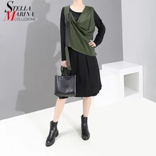 Комплект из двух предметов,, женское платье в черную полоску с длинным рукавом, комплект с зеленым жилетом и длинным рукавом, женское повседневное праздничное платье миди, халат 5729