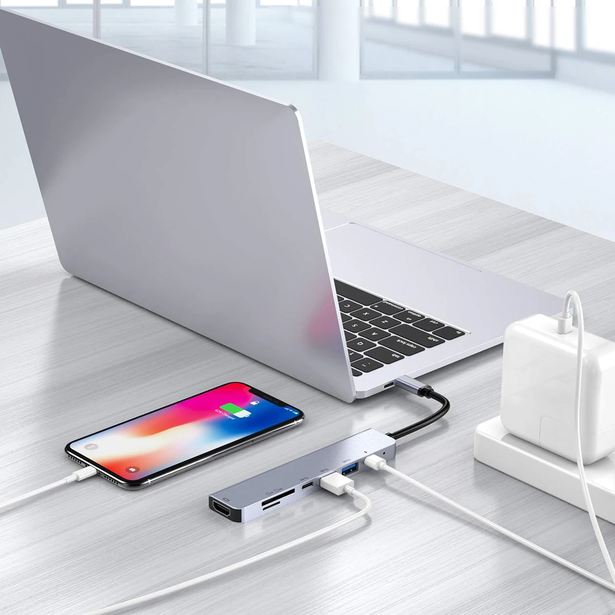 7 в 1 USB-C концентратор type C к HDMI 4K 1080P USB3.0 PD зарядка концентратор кардридер многопортовый адаптер для ноутбука type C концентраторы