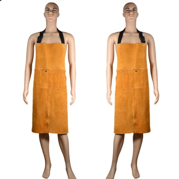 

Household Welding Apron Heavy Duty Unisex Orange Protective Leather Thicken Anti Scald Wear Resistant Durable Adjustable